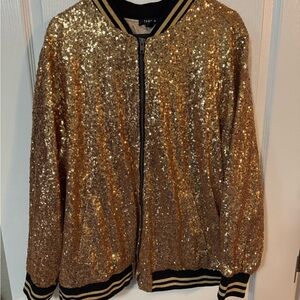 Torrid Gold Sequin Bomber Jacket